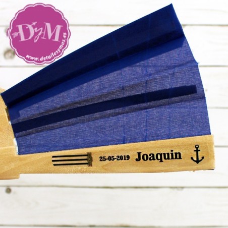 Abanico azulón madera natural