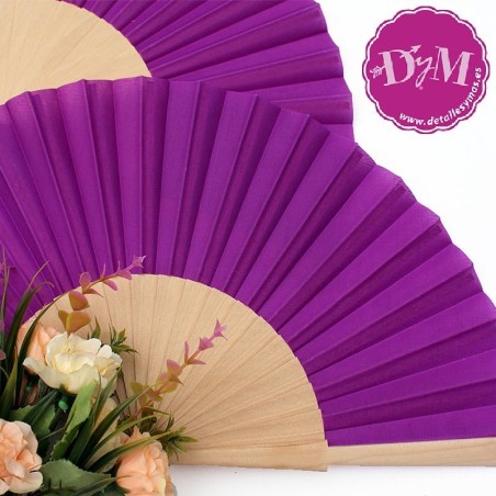 Abanico Morado madera natural