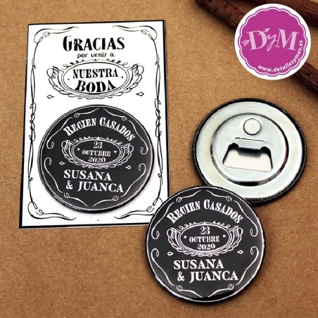 Chapa Abrebotellas  Jack Daniels. Chapa, espejo, abrebotellas o imán.