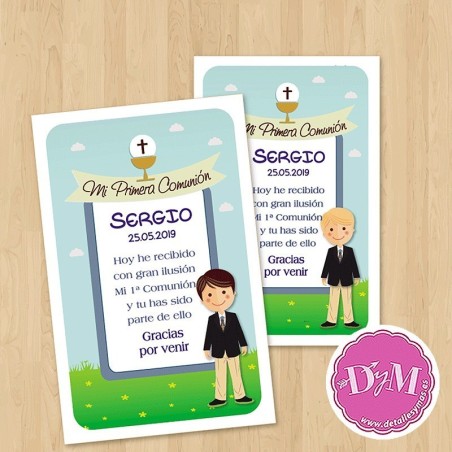 Recordatorio de comunión niño "Sergio"