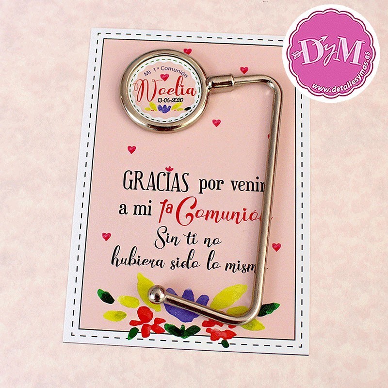 Cuelga bolsos Personalizados para Comunión .Modelo Flores
