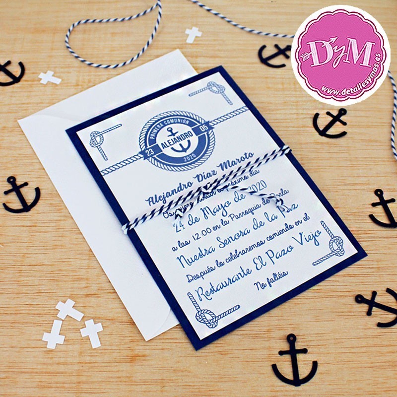 Invitación de comunión MARINERO ANCLA