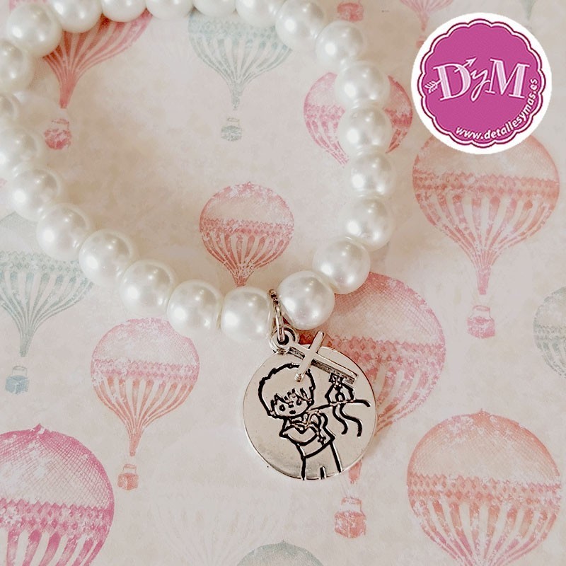 Pulsera comunión perlas Niño
