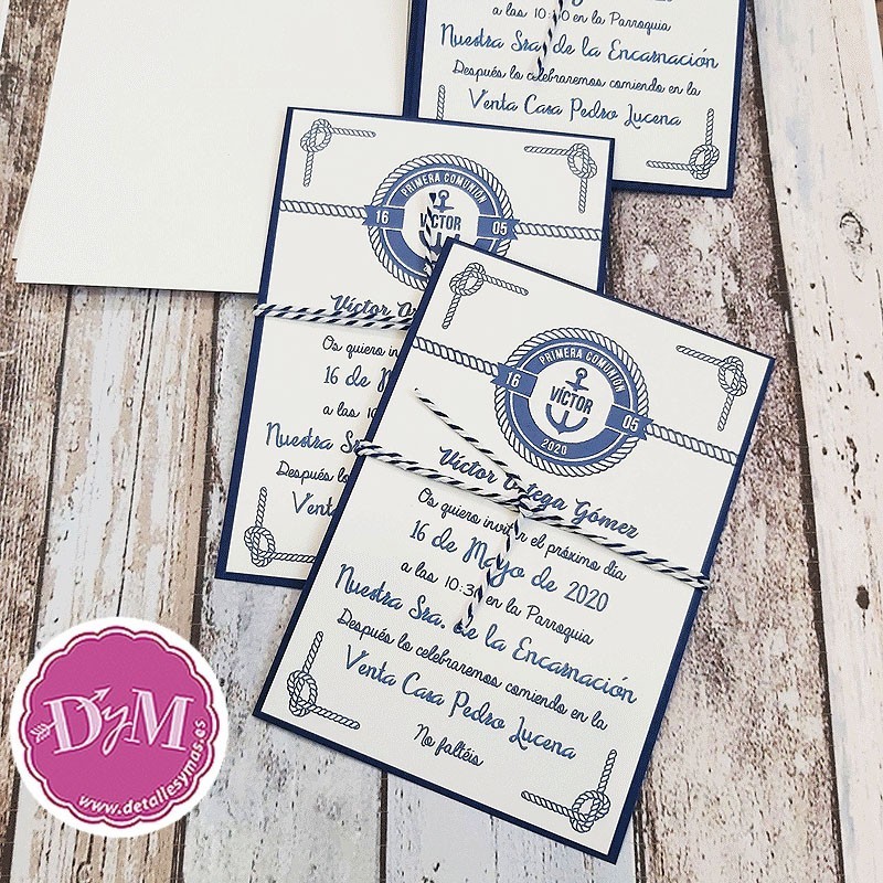 Invitación de comunión MARINERO ANCLA