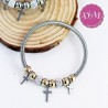 Pulseras para comunión estilo Pandora  cruces.