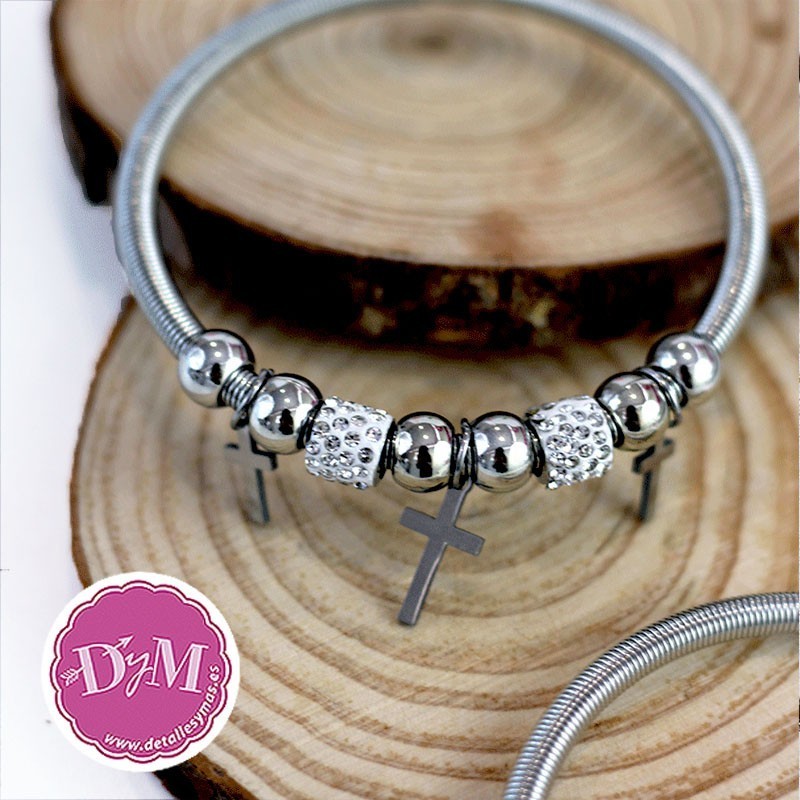 Pulseras para comunión estilo Pandora  cruces.