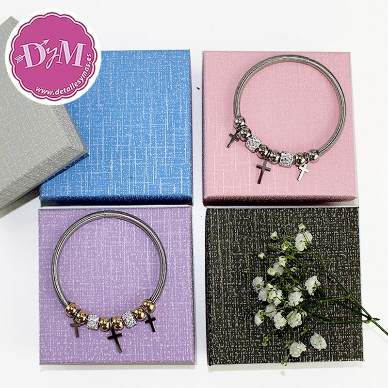 Pulseras para comunión estilo Pandora  cruces.