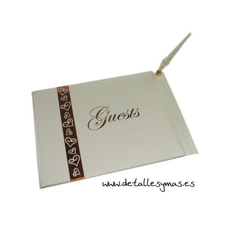 Libro de firmas Corazones en oro 