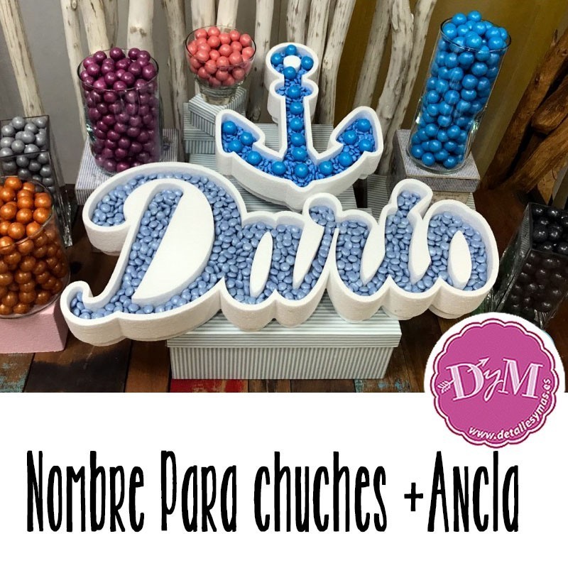 Nombre para chuches  + Ancla. Comunión Marinero