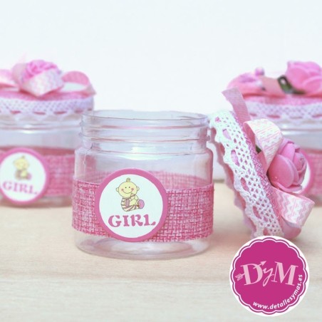 Tarro Rosa Bautizo Girl