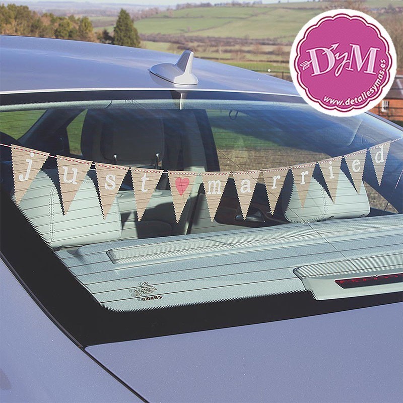 Banderines Just Married para coche 