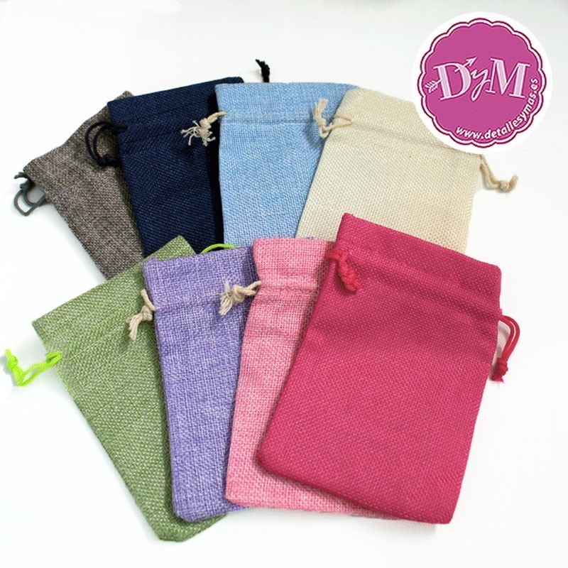 Bolsas de arpillera colores. 9 x 12 cms