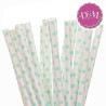 Pajitas de papel con lunares aqua