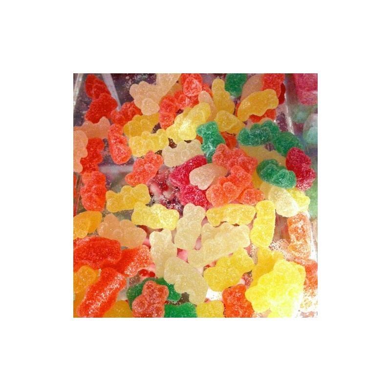 Tarro transparente gominolas bautizo "piececitos"