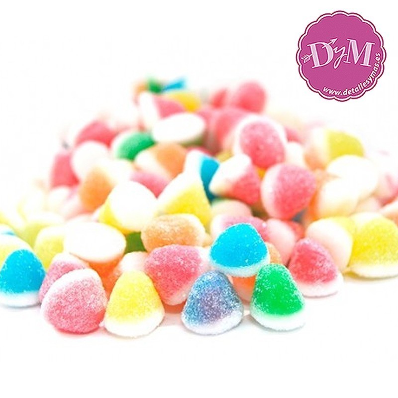 Tarro transparente gominolas bautizo "piececitos"