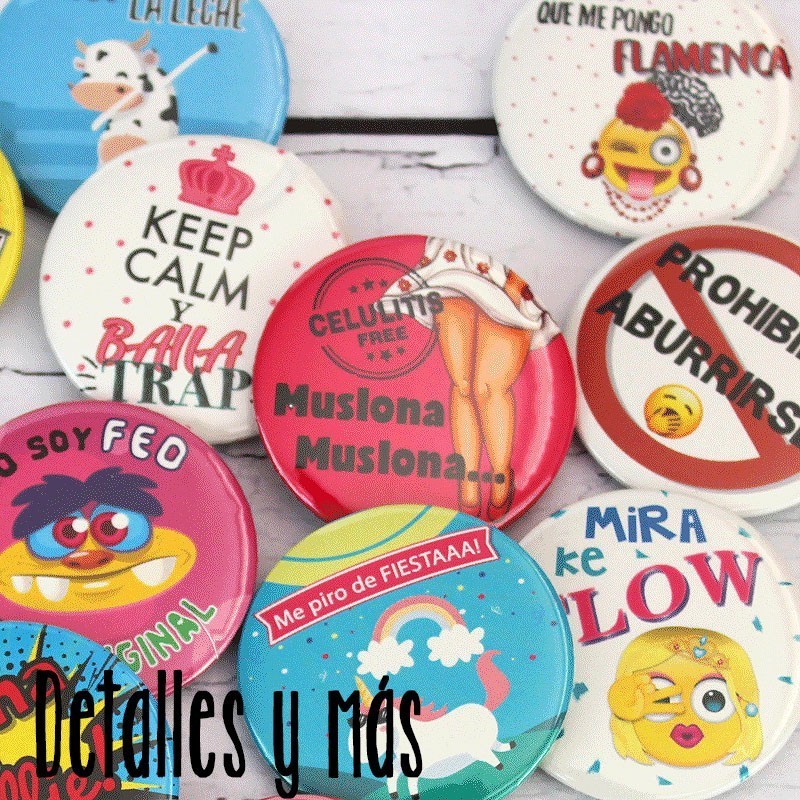Chapas para fiesta y cumpleaños. Pack H