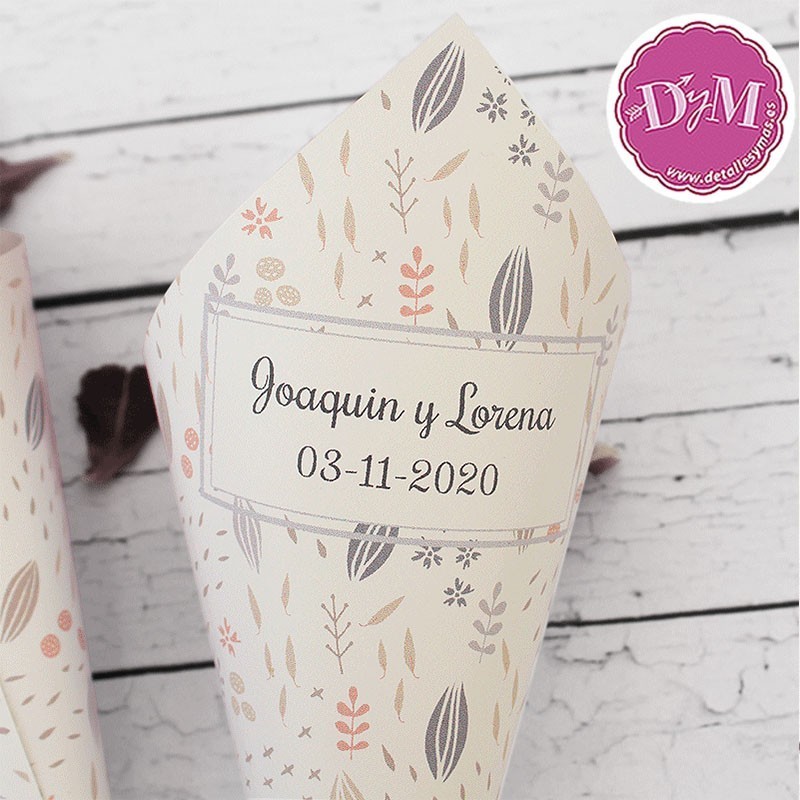 Conos para boda personalizado  "Alegria"