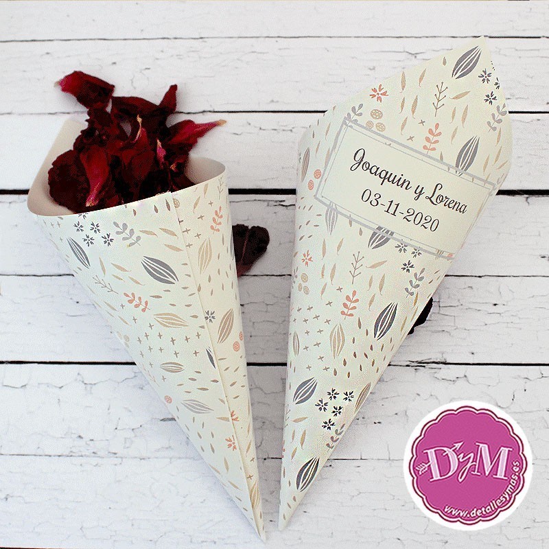 Conos para boda personalizado  "Alegria"