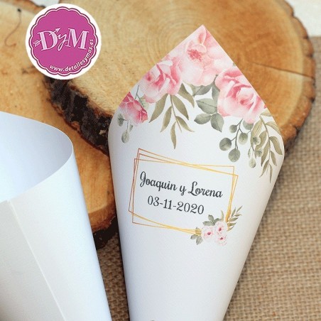 Conos de boda "Roses" personalizado