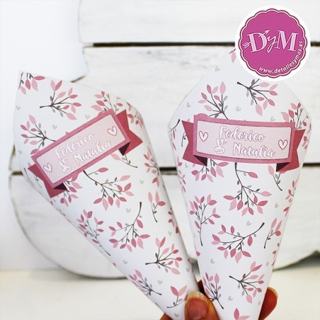 Conos personalizados para boda Garden