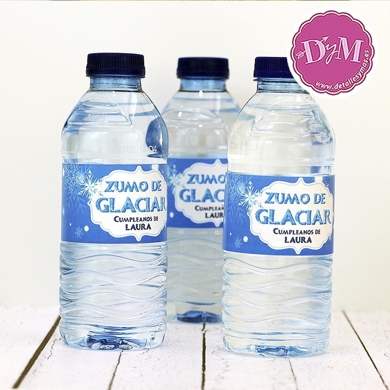 Bandas azules Frozen para botellas de Agua