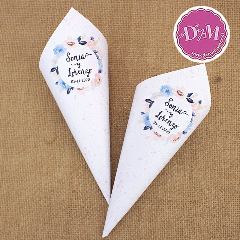 Conos para boda "Flores pastel"