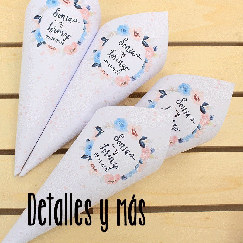 Conos para boda "Flores pastel"