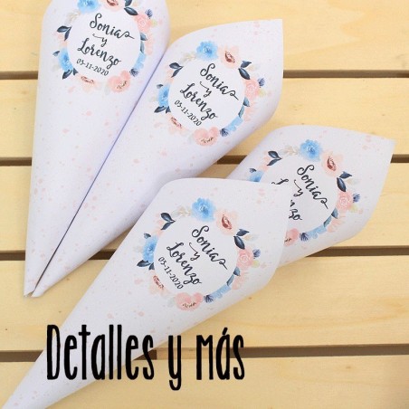 Conos para boda "Flores pastel"