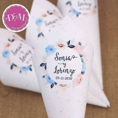 Conos para boda "Flores pastel"