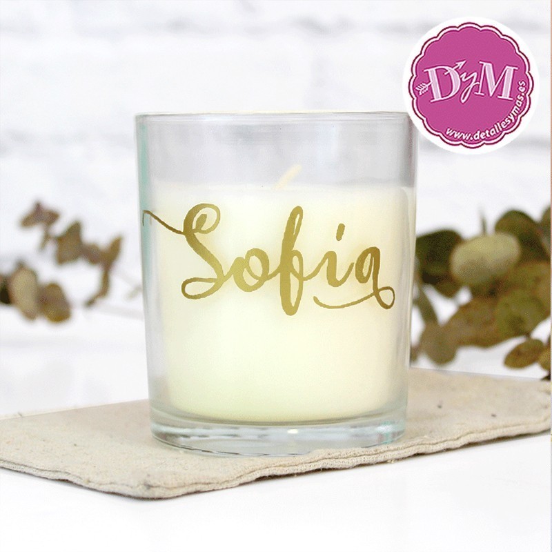 Vela Personalizada en bolsa lino