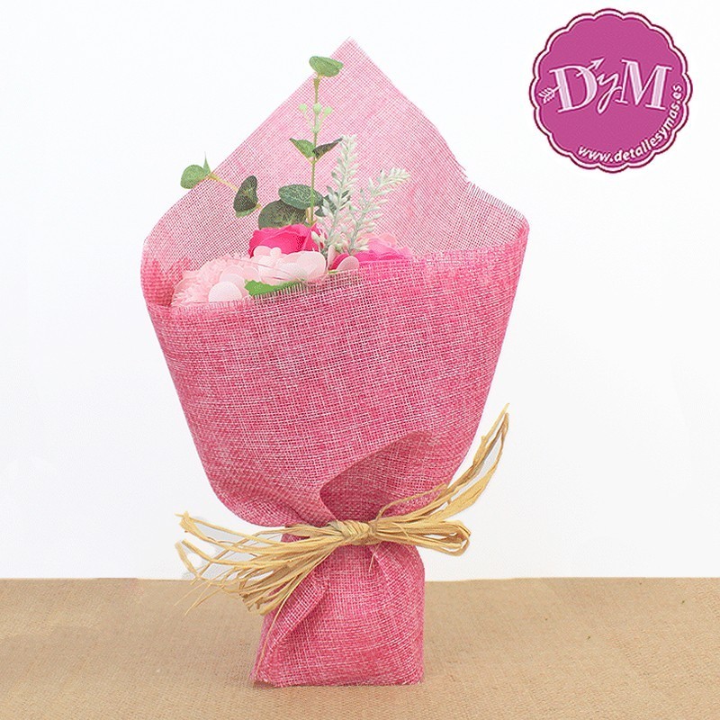 Ramo de flores de Jabón Rosa. Personalizado