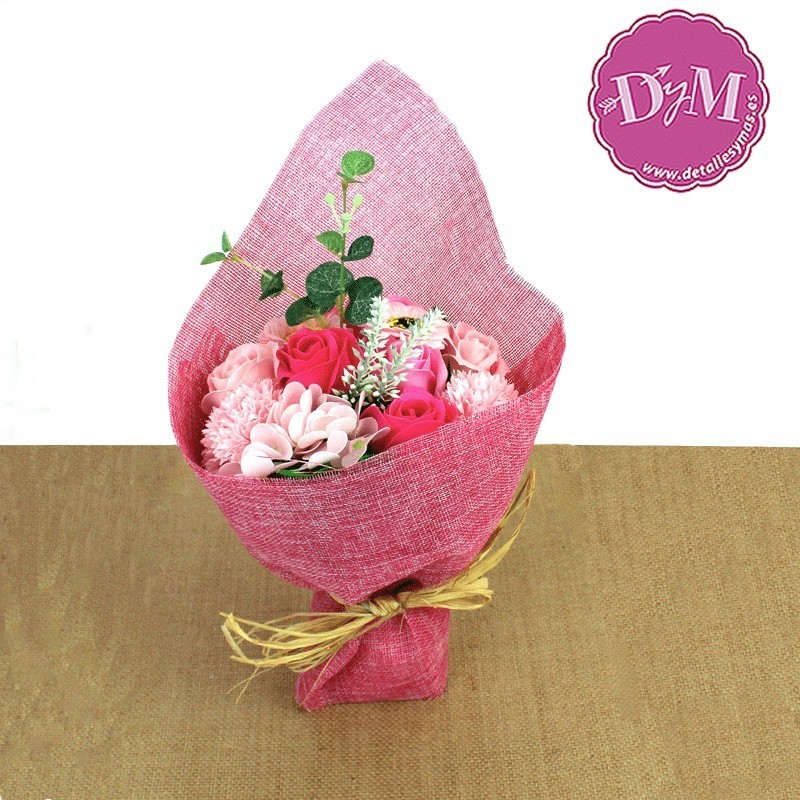 Ramo de flores de Jabón Rosa. Personalizado