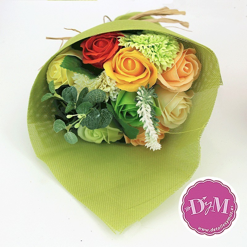 Ramo de flores de Jabón tonos verdes. Personalizado