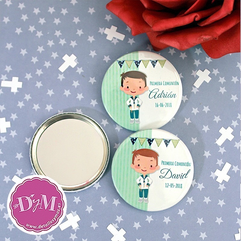 Chapa , espejo para comunión, abrebotellas o imán  modelo  DAVIDKatty