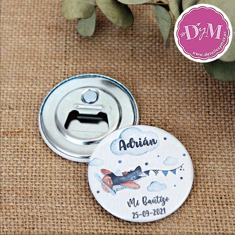 Chapa espejo o abrebotellas de comunión Niño Juan