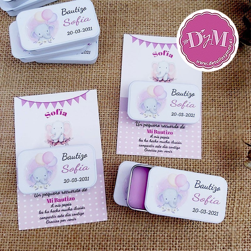 Vaselina para bautizo Elefantito Rosa