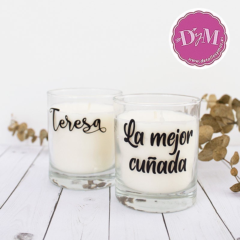 Vela Personalizada en bolsa lino