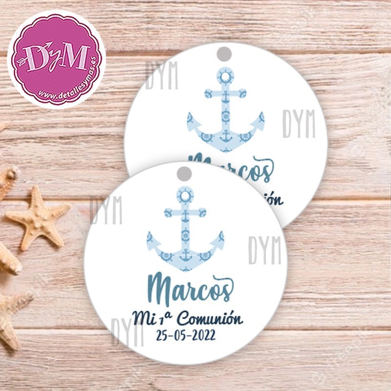 Tarjetas comunión Ancla azul