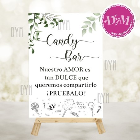 Cartel Candy Bar para bodas y comuniones modelo "Forest"