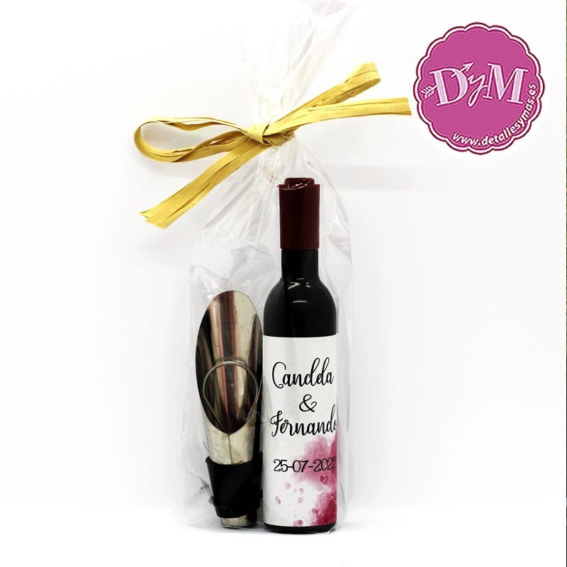 Abrebotellas sacacorchos + Tapón decantador para Boda
