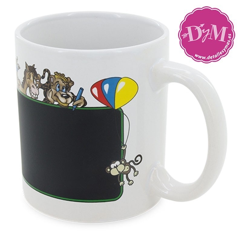 Taza con pizarra divertida