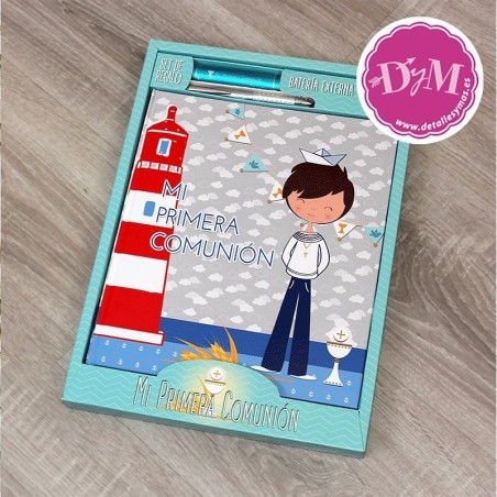Libro de comunión con boli y bateria para niño